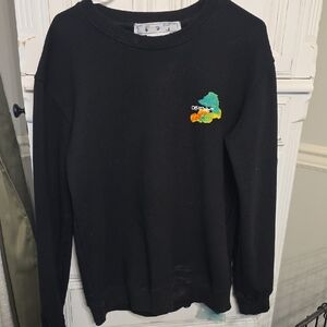 Off-White Black Crewneck Sweatshirt with Multicolor Logo
